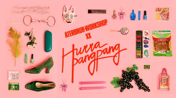 Rosa bakgrund. Röd text - Hurra pangpang