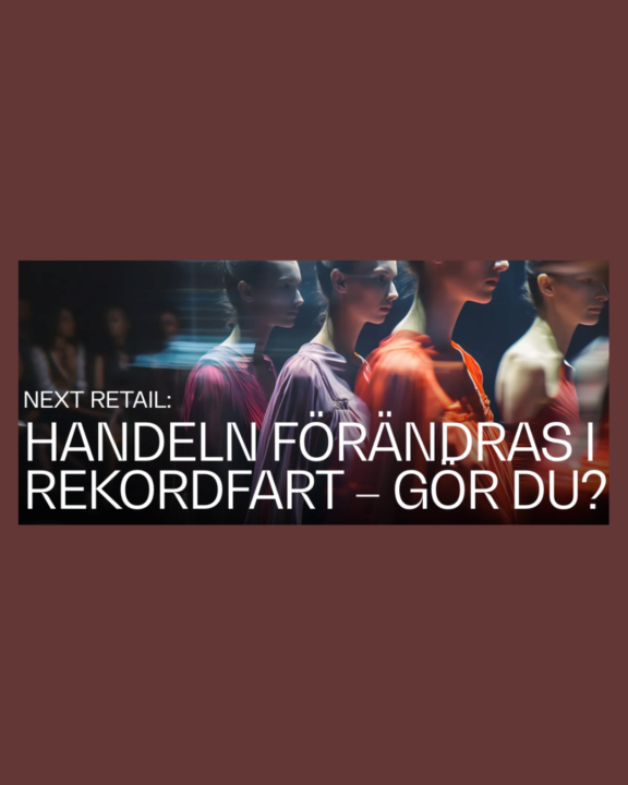 Bild med personer som rör sig + texten: Handeln förändras i rekordfart - gör du?